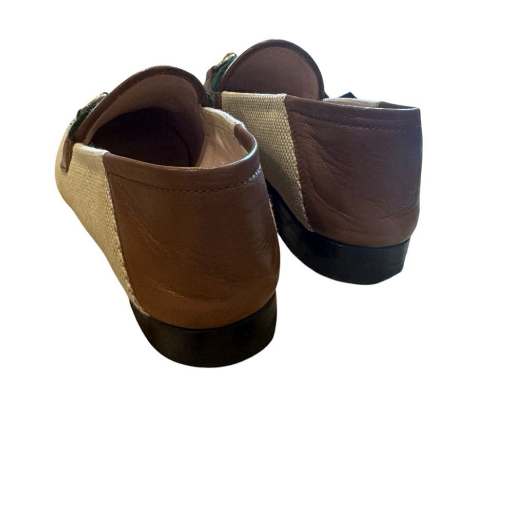 Gucci Beige Brown Canvas and Leather Horsebit Brixton Charlotte Loafers Size 35 - Picture 7 of 13